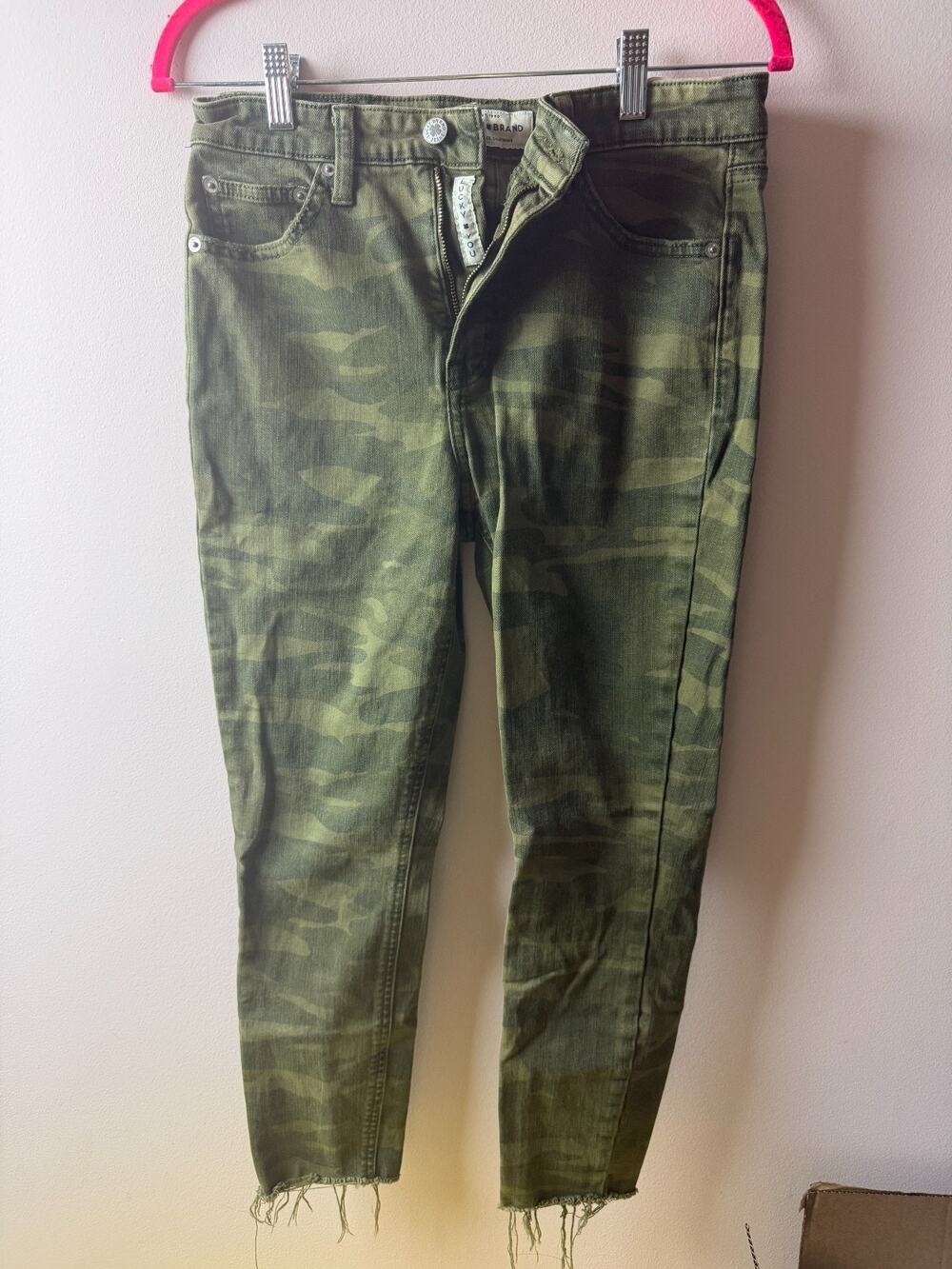 Lucky Brand Jeans Womens 4 / 27 Green Camo Bridgette Cropped Raw Hem Denim